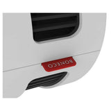 Close-up Boneco F230 behuizing wit met ribbelband en rood Boneco logo