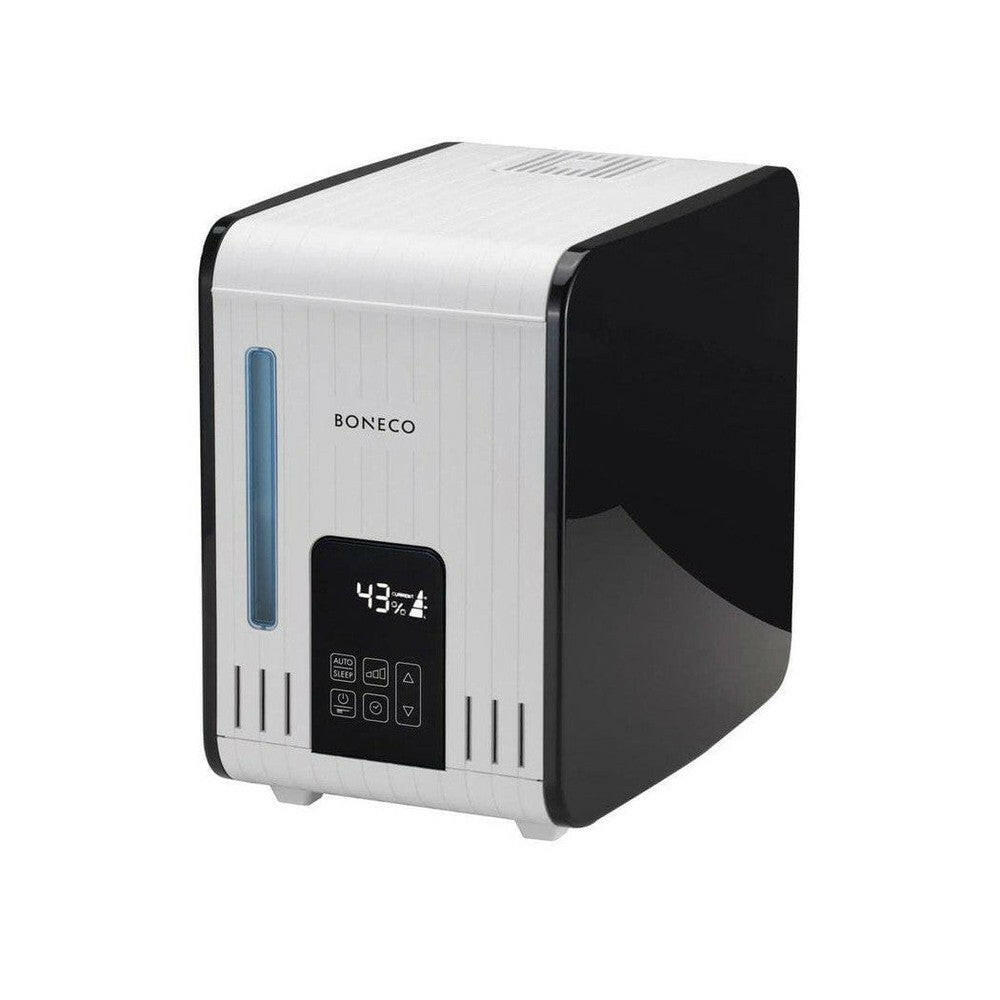 Boneco S450 stoombevochtiger zwart-wit met digitaal display en instelbare hygrostaat