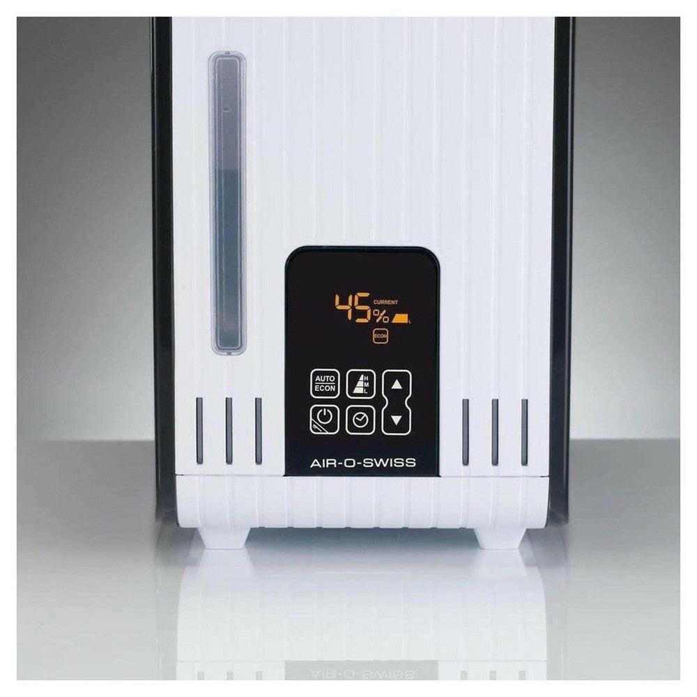 Close-up Boneco S450 bedieningspaneel met oranje display en AIR-O-SWISS logo