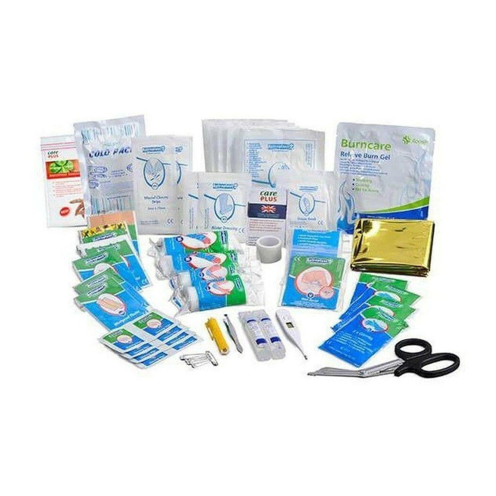 Care Plus EHBO-set inhoud met reddingsdeken, thermometer en verbandmateriaal