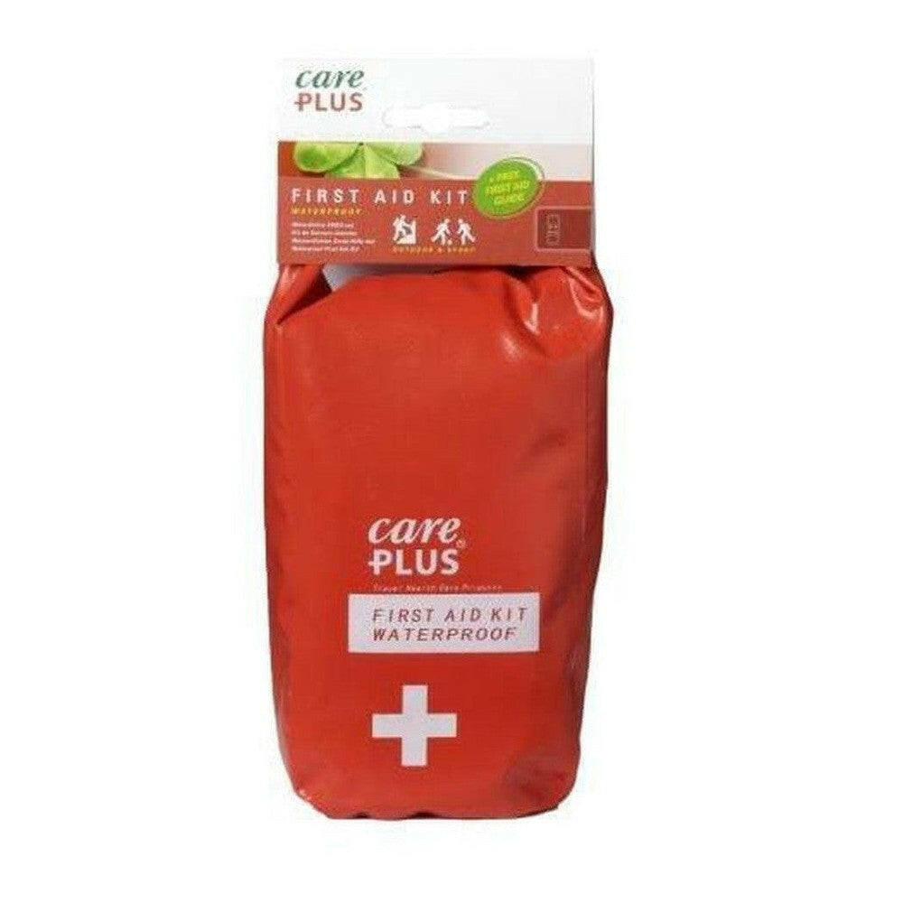 Rood waterdicht Care Plus EHBO-tasje voor reizen met zwarte sluiting