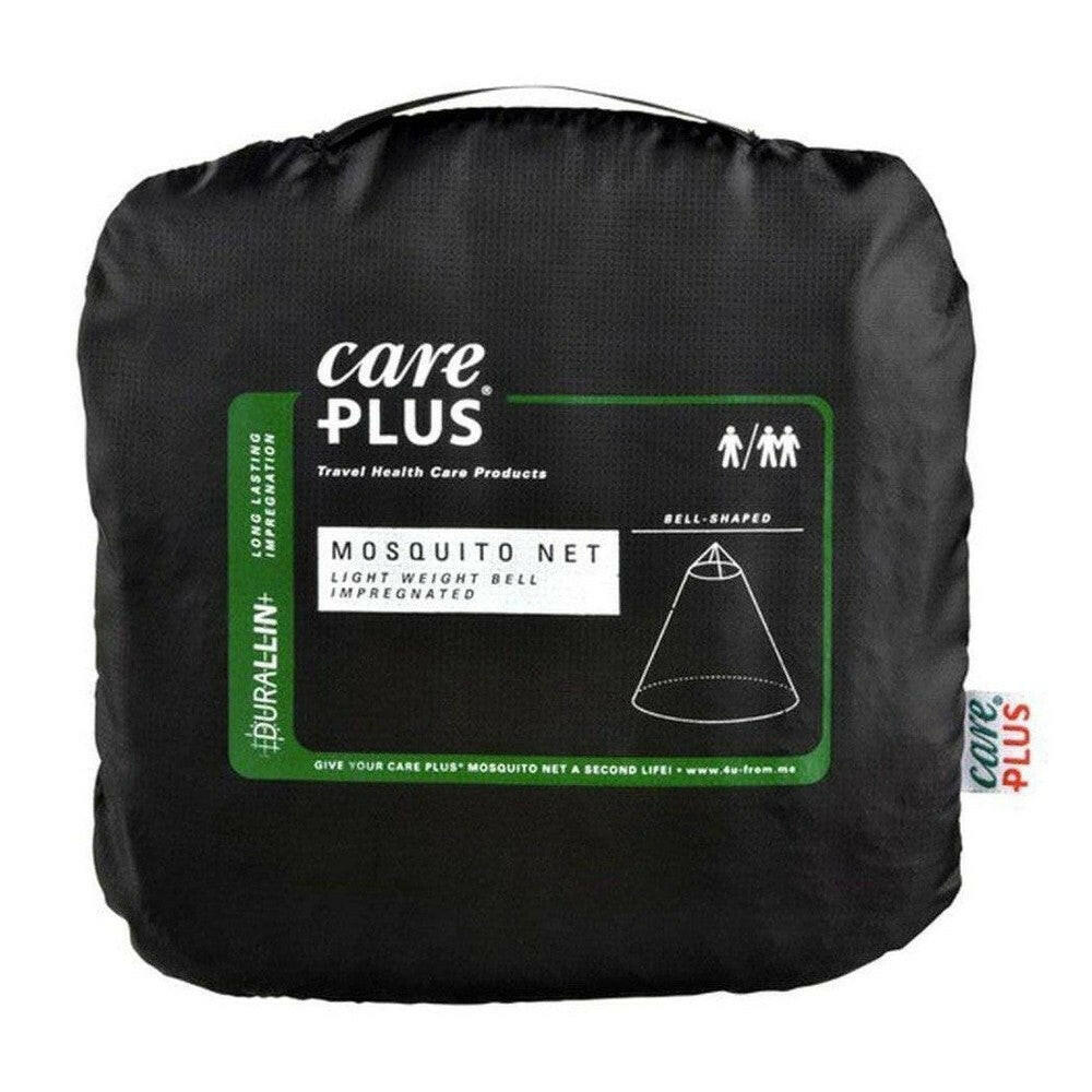 Zwarte opgevouwen zak met Care Plus lichtgewicht geïmpregneerde klamboe voor 1-2 personen