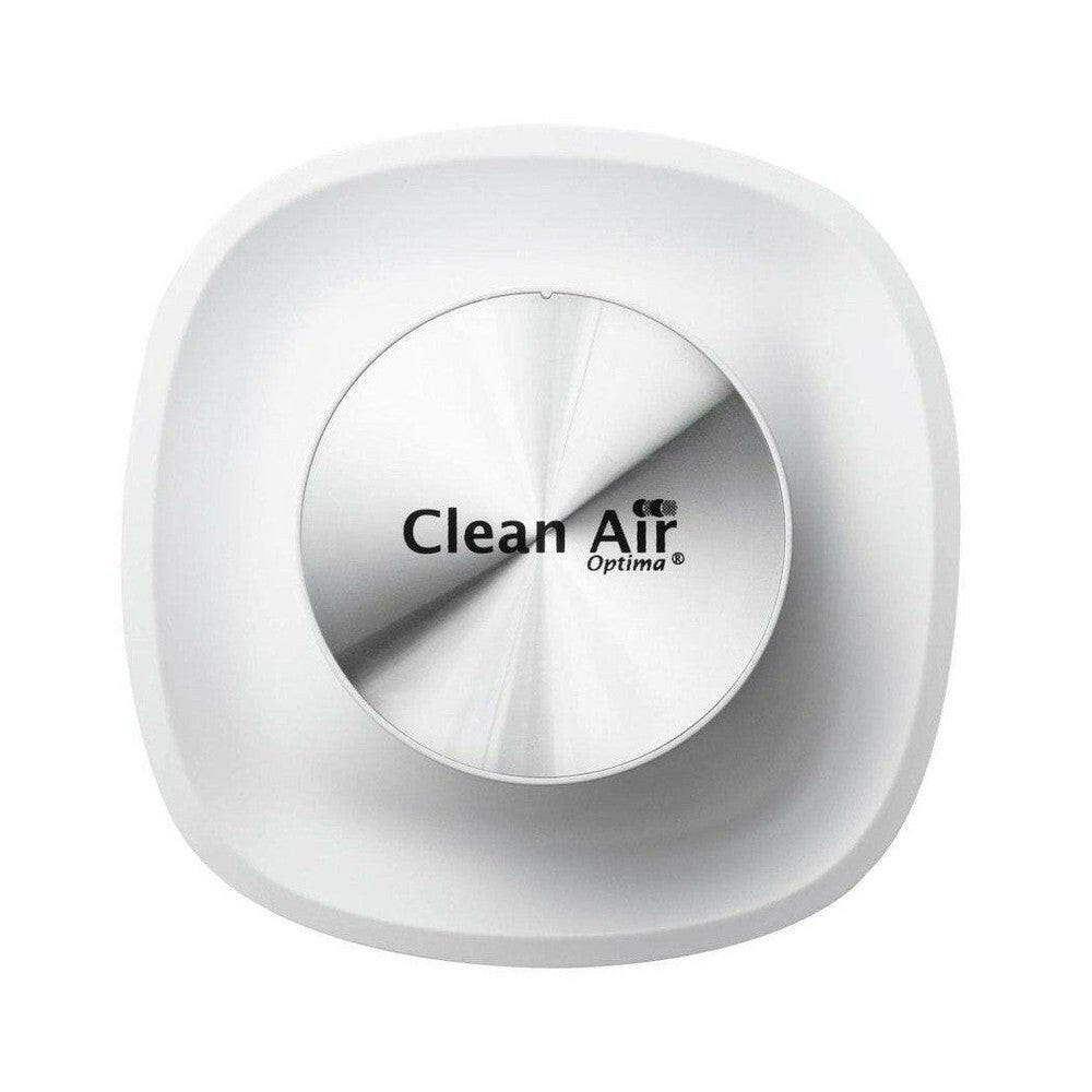 Clean Air Optima logo op witte vierkante torenventilator behuizing
