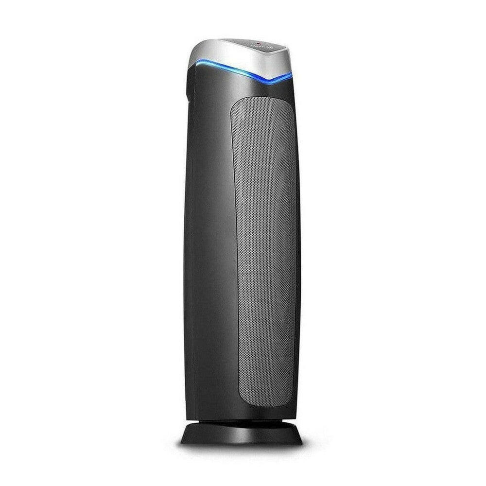Clean Air Optima CA-508 torenluchtreiniger zwart met zilveren rand en blauwe LED-ring