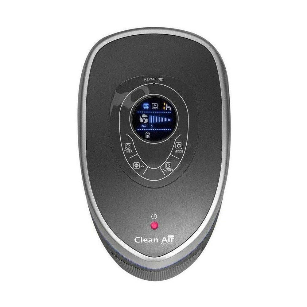 Clean Air Optima CA-508 luchtreiniger close-up met digitaal bedieningspaneel en blauwe LED-display