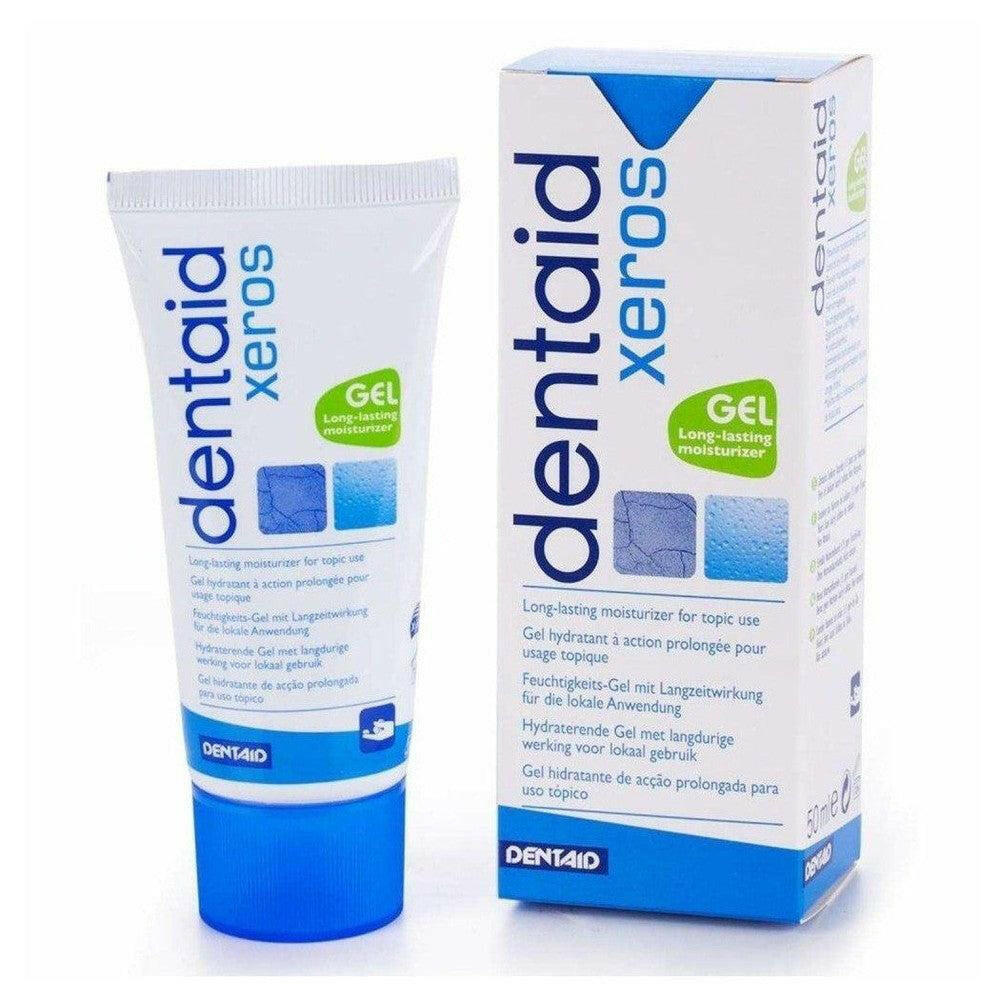 Dentaid Xeros Gel 50 ml tube en doos met blauwe dop, hydraterende mondgel voor droge mond