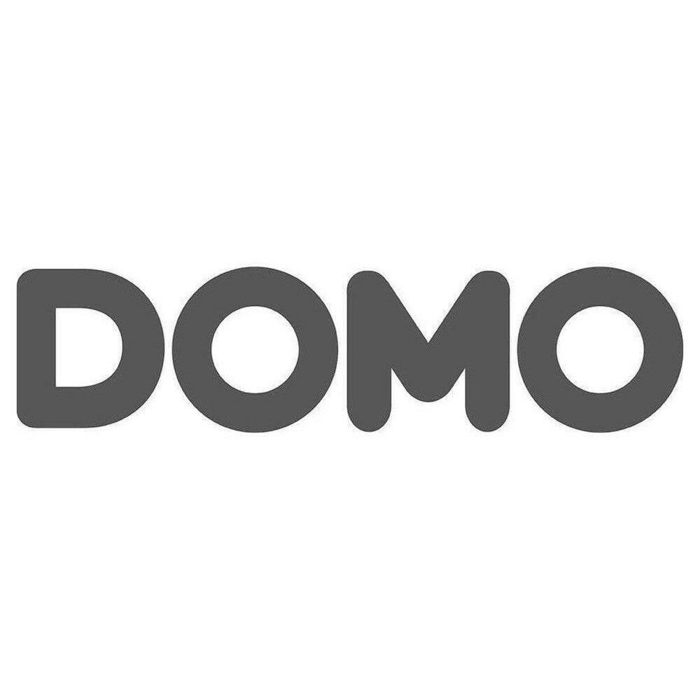 Grijs DOMO logo op witte achtergrond voor product branding