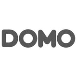Grijs DOMO logo op witte achtergrond voor product branding