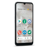 Doro 8100 senioren smartphone zwart schuine hoek met helder Android-scherm