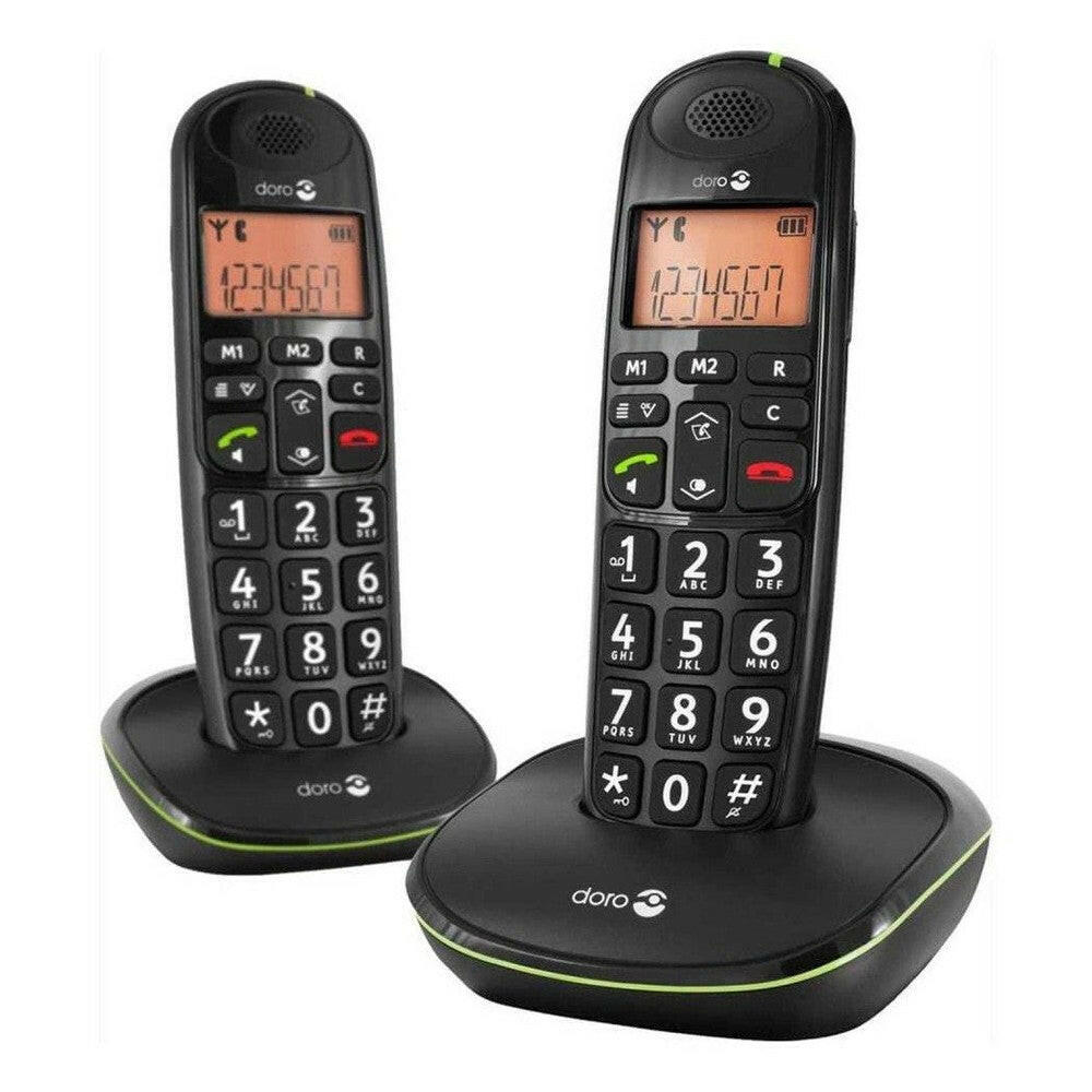 Doro PhoneEasy 100W Duo zwarte draadloze seniorentelefoon met grote toetsen en luidspreker