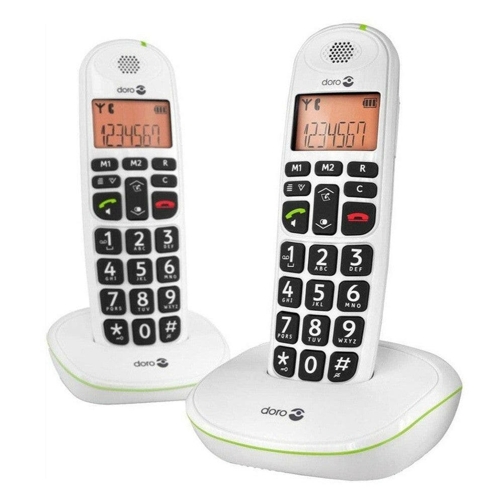 Doro PhoneEasy 100W Mono witte draadloze seniorentelefoon met grote toetsen en oranje display