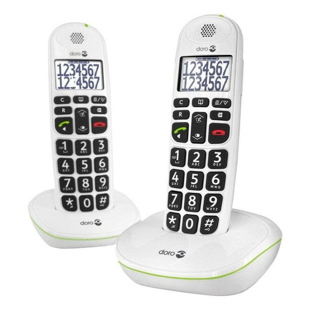 Doro PhoneEasy 110 Duo witte seniorentelefoon met 2 handsets en grote toetsen