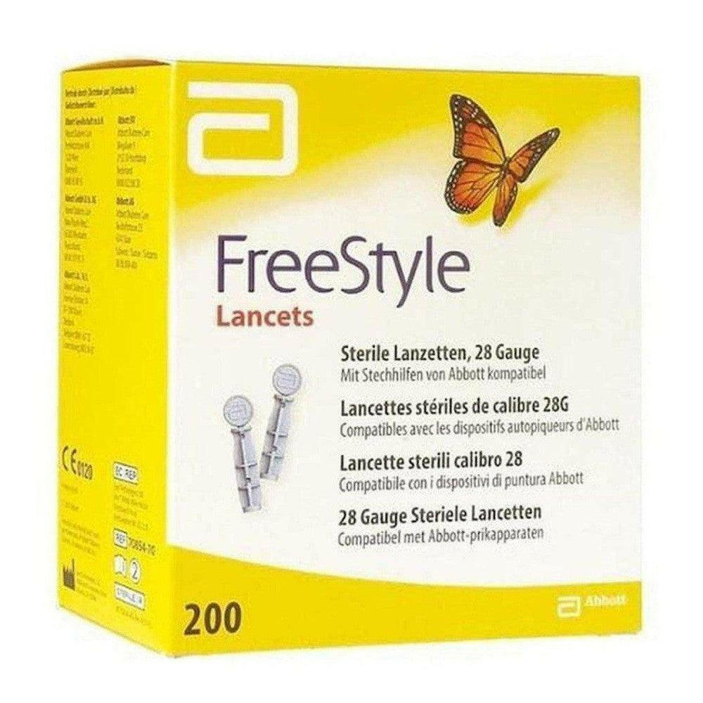200 stuks FreeStyle lancetten 28G in gele verpakking voor glucosemeting