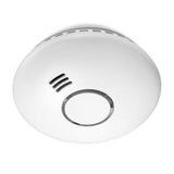 Alecto ronde rookmelder mat wit afwerking met ventilatiegaten en tekstuurpatroon