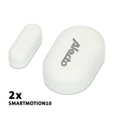 Twee Alecto SMARTMOTION10 bewegingssensoren compact wit ontwerp voor veiligheid