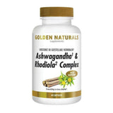 Golden Naturals Ashwagandha & Rhodiola supplementen fles met 60 capsules voor geestelijke veerkracht