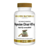 Golden Naturals Magnesium Citraat 400 mg supplement met vitamine B6 in witte fles met gouden dop, 60 tabletten tegen vermoeidheid