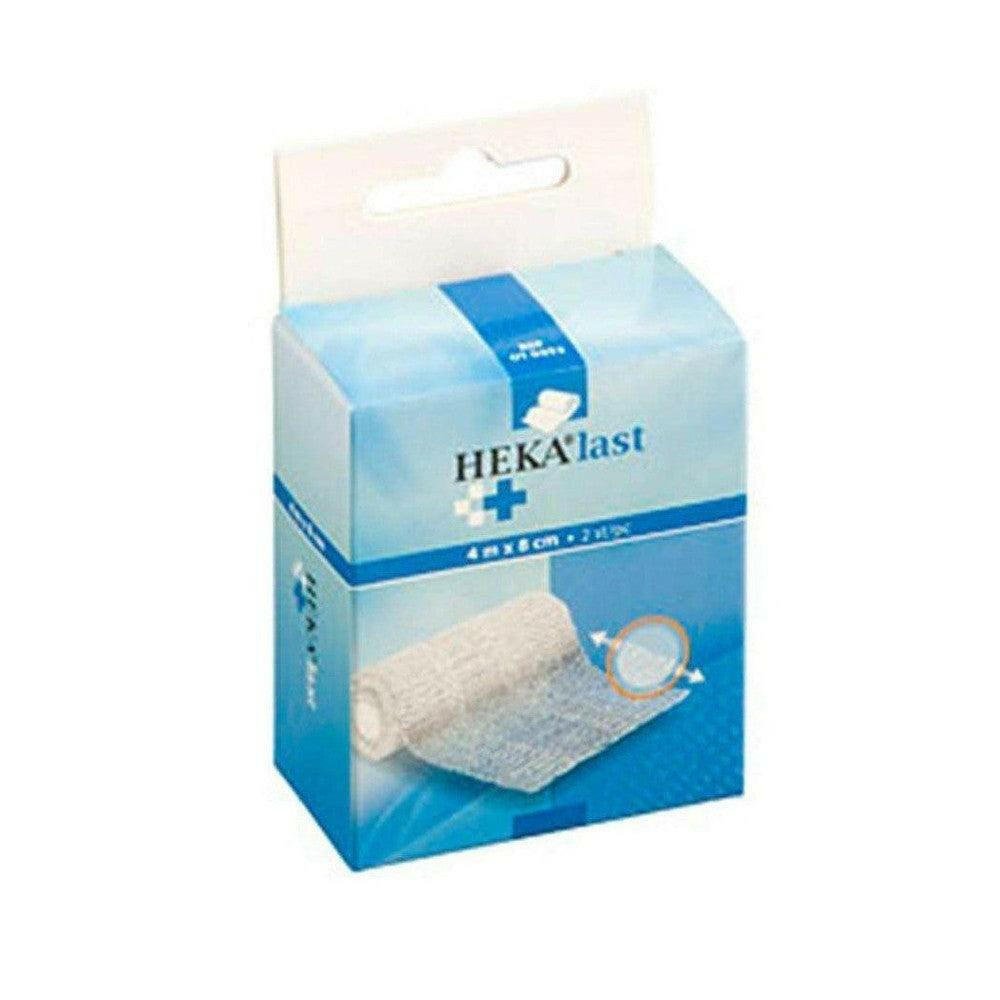 Heka elastisch fixatiewindsel verpakking 4m x 8cm 2 stuks blauw-wit