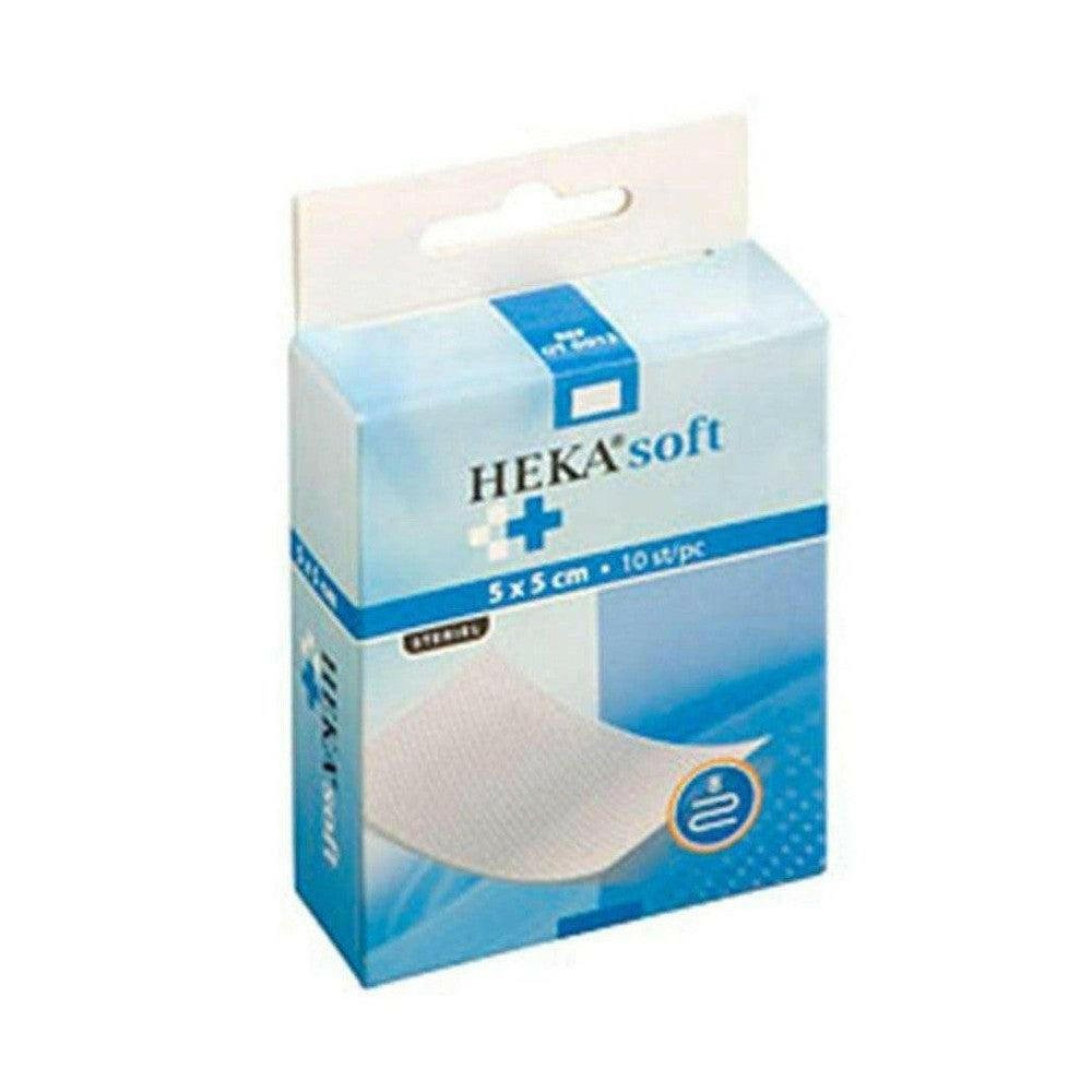 HEKA soft non-woven kompres verpakking 5x5 cm 10 stuks wit