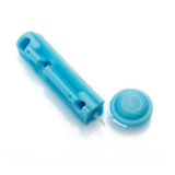 Blauwe plastic lancetpen met zilveren naald voor eenmalig gebruik