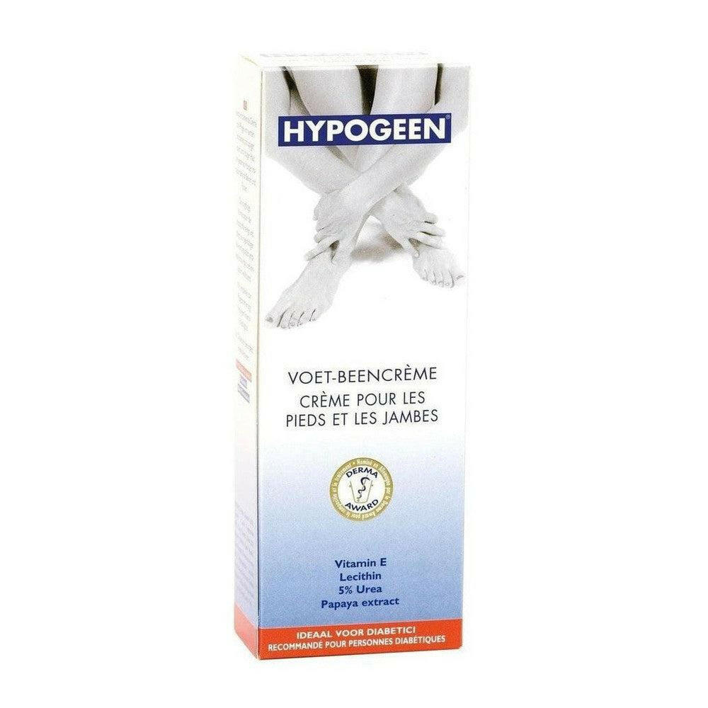 Hypogeen voet-beencrème 300 ml in witte verpakking met blauwe en oranje accenten, ideaal voor diabetici