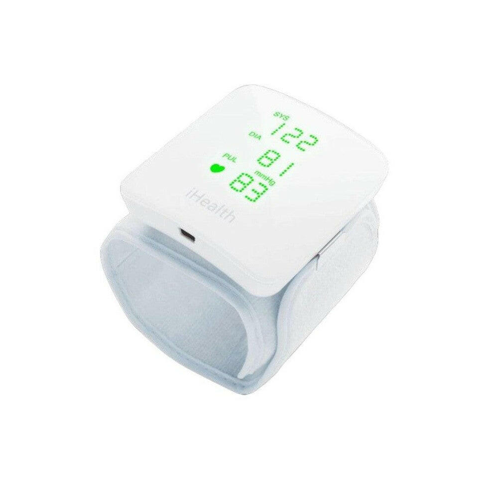 iHealth View polsbloeddrukmeter wit met USB-poort en lichtblauw manchet