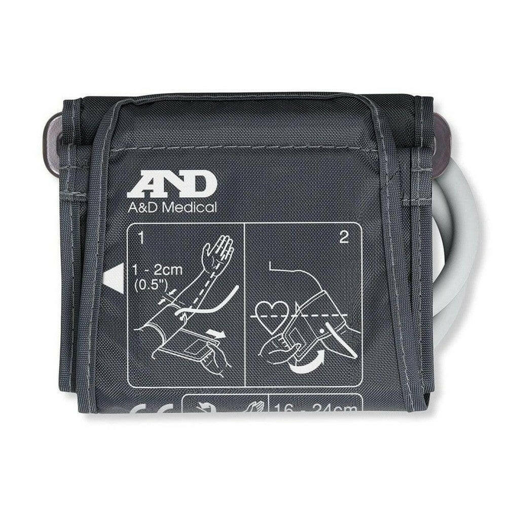 AND A&D Medical bloeddrukmeter manchet maat S donkergrijs label met instructies