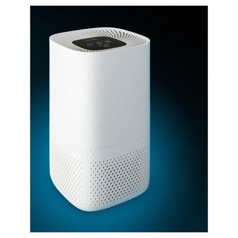Lanaform witte rechthoekige luchtreiniger met ventilatiegaten en LED-indicatoren