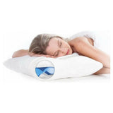 Lanaform Aqua Comfort waterkussen zijligging met zichtbaar blauw waterreservoir