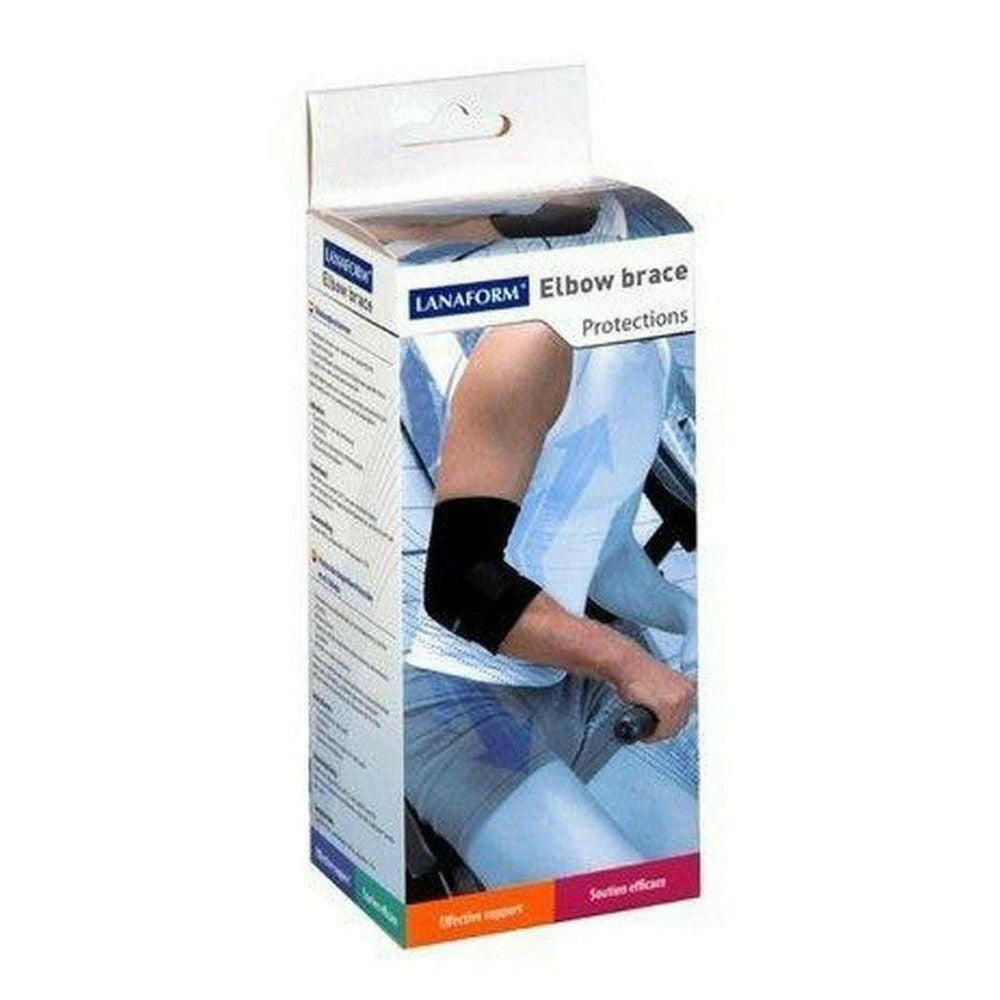 Verpakking Lanaform elleboogbrace wit met blauwe accenten