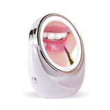 Ronde witte Lanaform LED Mirror X10 met zilveren rand en aanstaande LED-verlichting