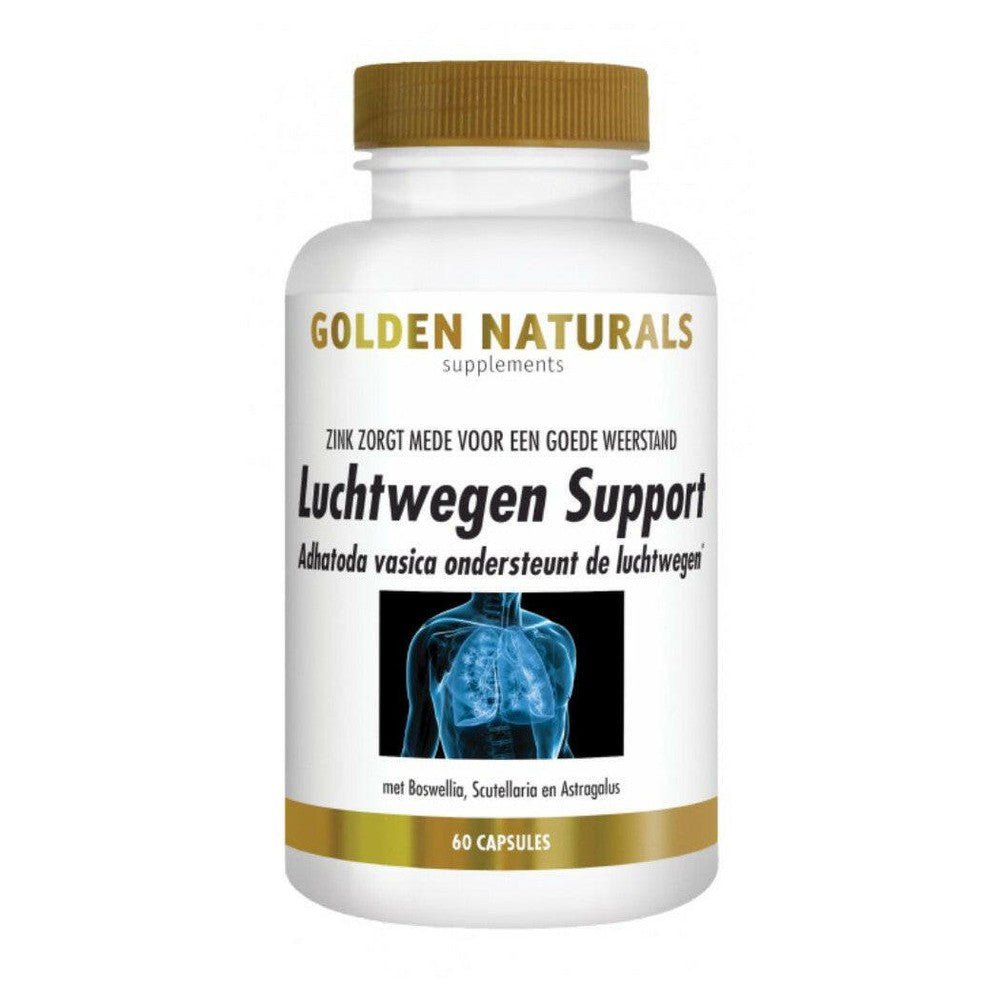 Golden Naturals Luchtwegen Support 60 vegan capsules met Malabarnoot voor luchtwegondersteuning