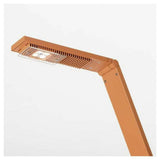 Oranje draagbare LED-lamp met gebogen arm en rasterpatroon kop
