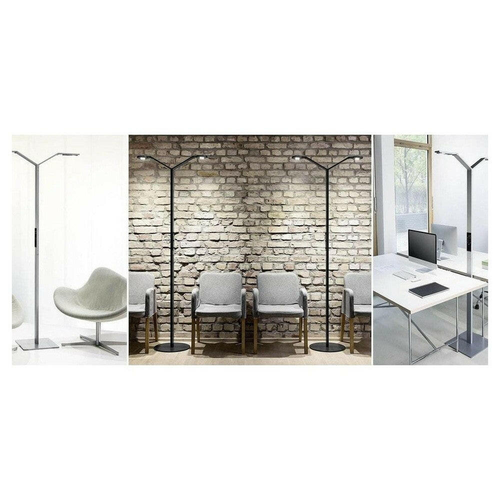 Luctra Linear Floor Twin vloerlamp beschikbaar in zilver en zwart