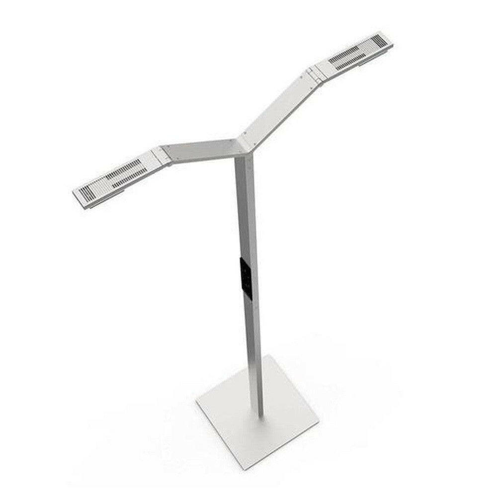 Zilveren Luctra vloerlamp bovenaanzicht met ventilatiegaten