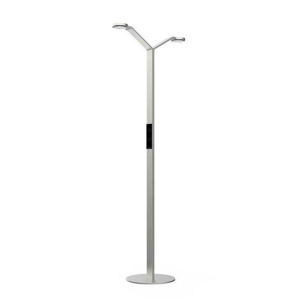 Zilveren Luctra Radial vloerlamp met vierkante steel en gladde lichtkappen