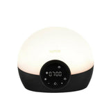 Lumie Bodyclock Glow 150 frontaal met lichtuitstraling en functiepictogrammen