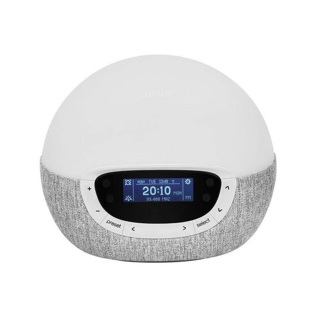 Frontaal beeld van Lumie Bodyclock Shine 300 met donkerblauw display en knoppen