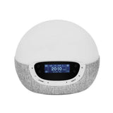 Frontaal beeld van Lumie Bodyclock Shine 300 met donkerblauw display en knoppen