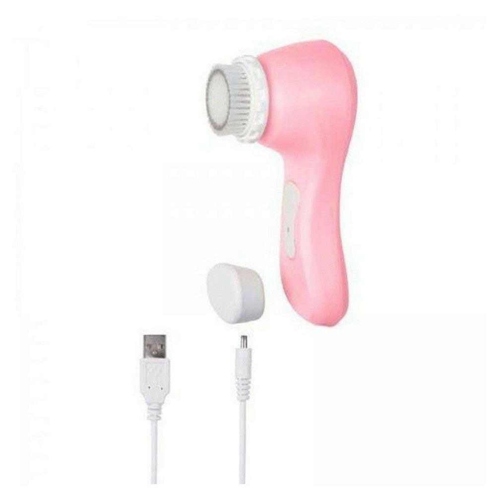 roze Magnitone Barefaced gezichtsborstel met witte opzetborstel en USB-oplader