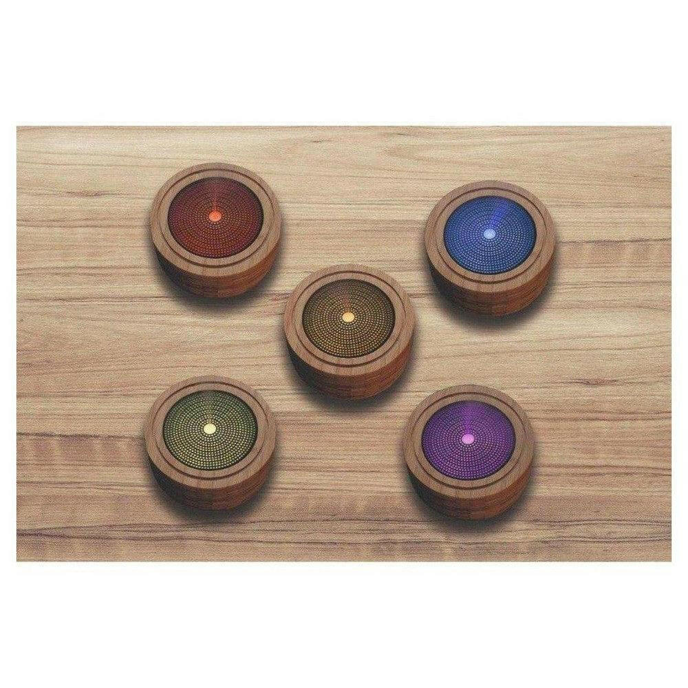 Medisana aroma diffuser set met zes kleuren wellnesslicht en houten behuizing