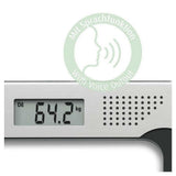 Detail van Medisana PS 416 display met spraakfunctie en groen logo
