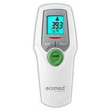 Medisana koortsthermometer toont hoge temperatuur met rood waarschuwingspictogram op scherm