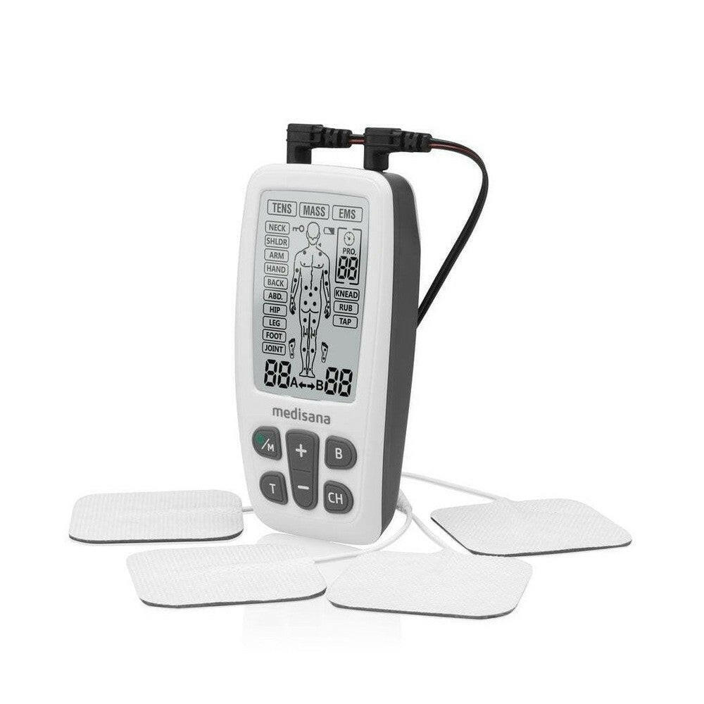 Medisana TT 200 elektrotherapie met stekkers en vier witte elektroden