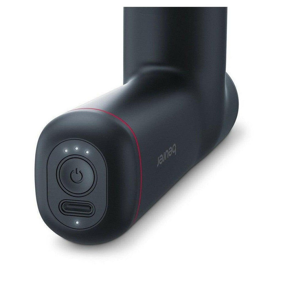 Achterkant Beurer MG 79 met USB-C poort en LED-indicatoren