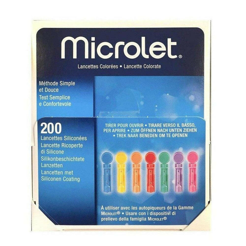 Microlet lancetten 200 stuks in 7 kleuren met siliconelaag voor comfortabel prikken
