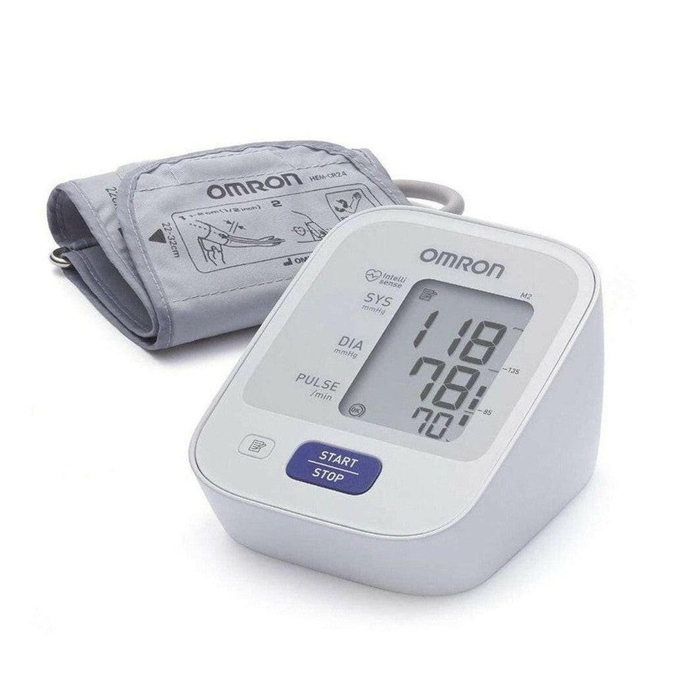 Omron M2 bovenarm bloeddrukmeter met groot scherm en flexibele manchet