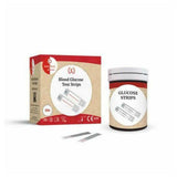 On Call Extra bloedglucose teststrips 50 stuks in beige en rode verpakking