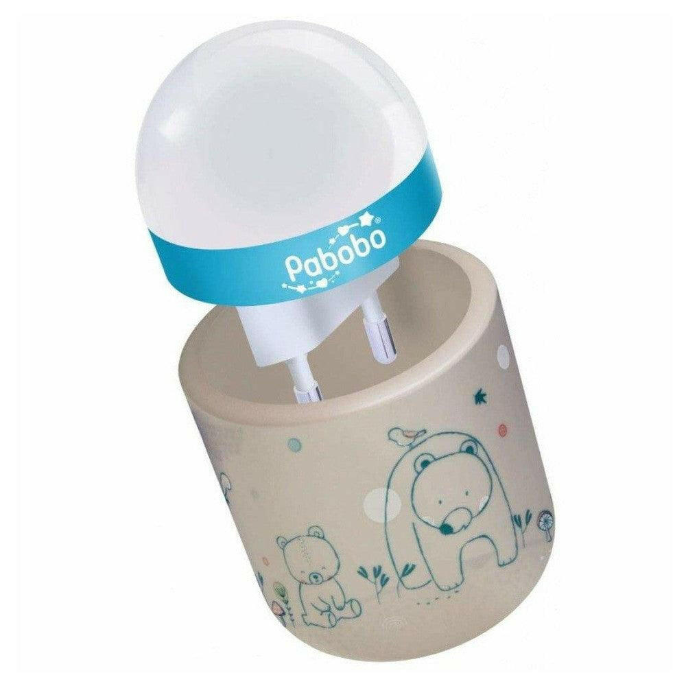 Pabobo draagbaar LED-nachtlampje grijs met losse kap en stekker