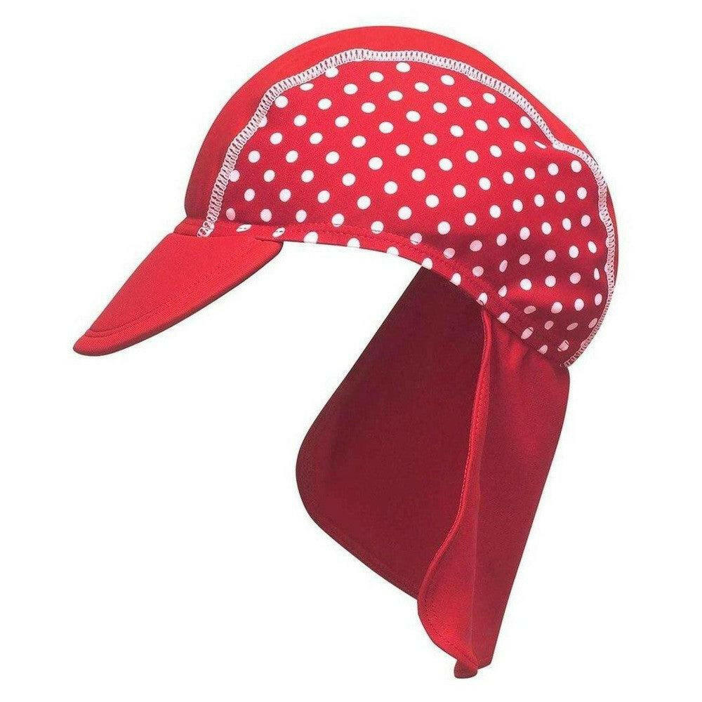 Rode Playshoes UV-pet met witte stippen en nekflap voor kinderen